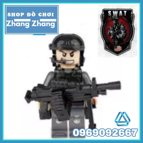 Xếp hình lực lượng đặc nhiệm phản ứng nhanh SWAT Mỹ đầy đủ phụ kiện Lego Minifigures 820024 no.820024