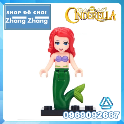 Xếp hình Lọ Lem Alana - Ariel - Cinderella - Fairy Godmother - Rapunzel - Elsa Lego Minifigures Lele F010 017