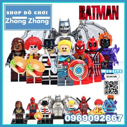 Xếp hình Batman - Vixen - Joker - Hamburglar Dormammu Captain Avalon Deadpool Spider-Man Lego Minifigures POGO PG8084