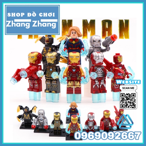 Xếp hình Tuyển tập Iron Man Avengers Endgame MK50 MK85 MK1 MK41 MK5 - Captain Marvel - Outtrider Lego Minifigures WM6055