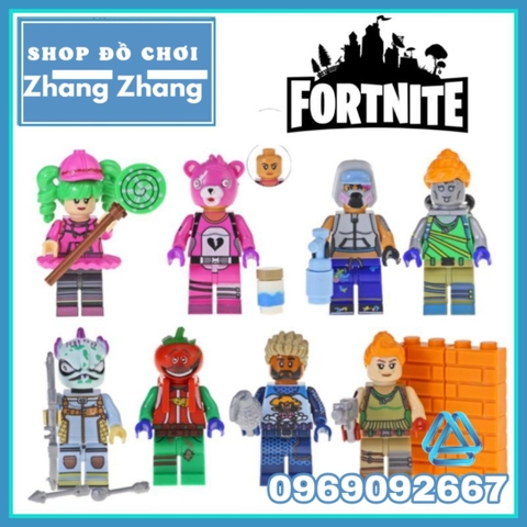 Xếp hình Fortnite Zoey - Cuddle - Teknique - Chromium Leviathan - Tomatohead - Brite Gunner Lego Minifigures POGO PG8203