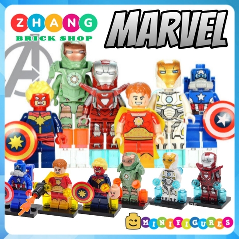 Xếp hình Iron Man Captain Marvel Space Captain America MK39 MK47 Scuba Ironman Lego Minifigures Decool 0244 0249