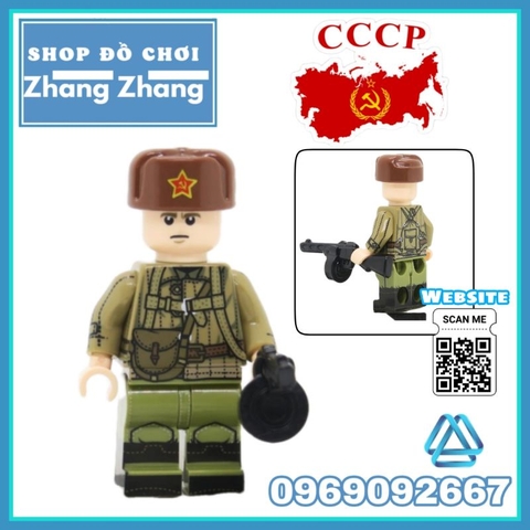 Đồ chơi xếp hình lính hồng quân Liên Xô Viết trong thế chiến II Minifigures JR001-004