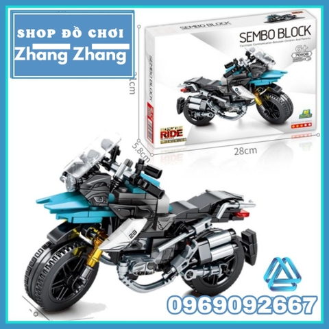 Xếp hình Motor BMW R1200Gs mới nhất 255 hình có hộp đầy đủ Lego Minifigures Sembo Block 701108