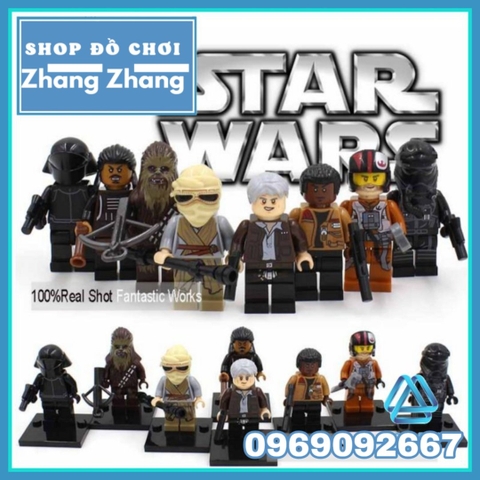 Xếp hình Star Wars Rey - Poe Dameron - Tasu Leech - Chewbacca - Han Solo - Finn Lego Minifigures Xinh X0104