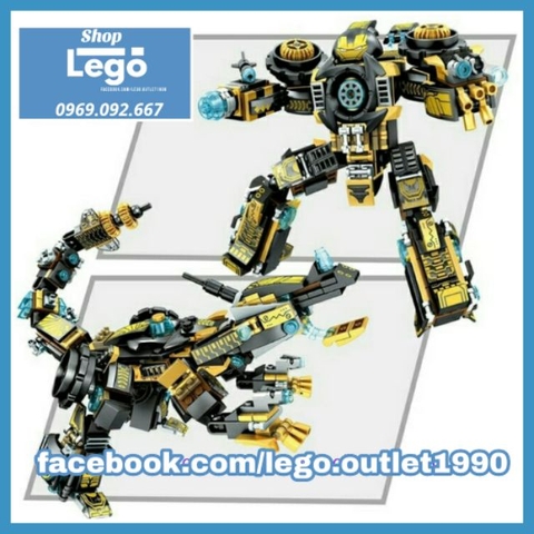 [393 hình] Xếp hình Hulkbuster MK23 biến hình rồng đen Iron-man Lego Minifigures Sembo Block No.60023