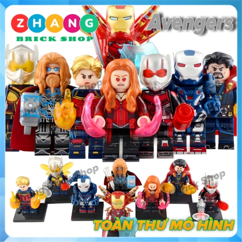 Xếp hình Avenger Thor Captain Marvel Ant man dr Strage  Wasp Scarnet Witch War Machine Iron Man Lego Minifigures Wm6063