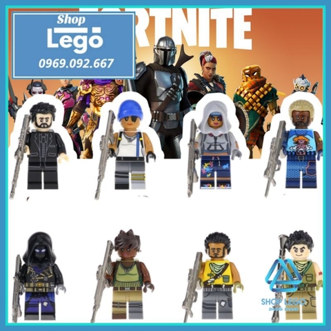 Xếp hình Fortnite Teknique - Brite Gunner - Raven - Special Soldier - Tracker - Explorer Lego Minifigures Kopf KF6050