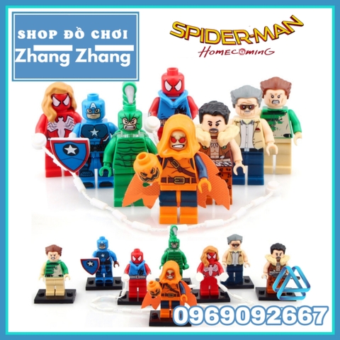 Xếp hình Spider-Man Scorpion Sandman Kraven Hobgoblin Stan Lee Captain American Lego Minifigures POGO PG8017