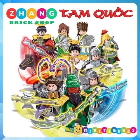 Đồ chơi xếp hình combo 6 nhân vật tam quốc ngẫu nhiên Quan Vũ Triệu Vân Khổng Minh Lữ Bố Xích thố Minifigures D613