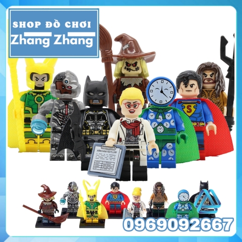Xếp hình Harley Quinn - Loki - Clock King - Superman - Aquaman - Batman - Cyborg Scarecrow Lego Minifigures Pogo PG8068