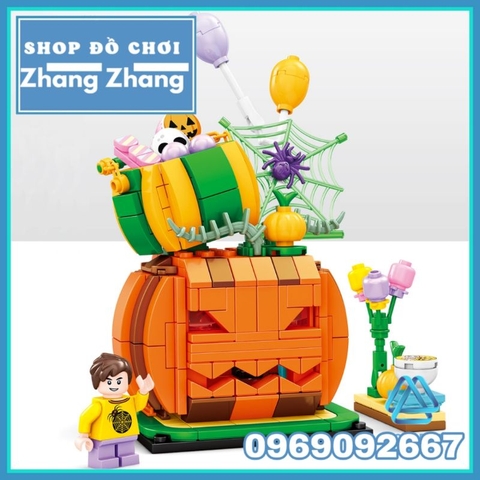 Đồ chơi Xếp hình Ngôi nhà bí đỏ Halloween 336 hình có đèn phát sáng mô hình Minifigures Shenyang SY5215