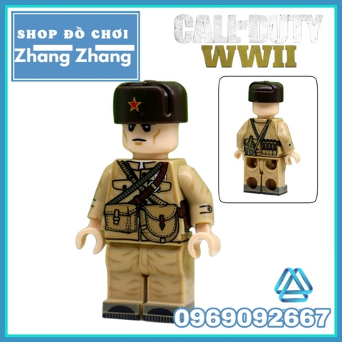 Đồ chơi xếp hình Hồng quân Liên Xô và lính Mỹ thế chiến 2 WWII Call of Duty Minifigures JC013 016 JA015 018