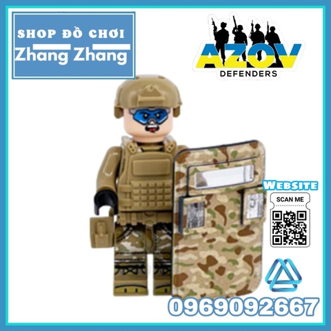 Đồ chơi xếp hình Tiểu đoàn Azov Ukraine chiến đấu với quân đội Nga Minifigures M8019