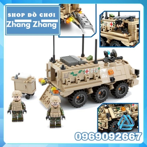 Đồ chơi Xếp hình Xe quân sự cứu thương quân y quân đội bọc thép Minifigures Sembo Block SD105561