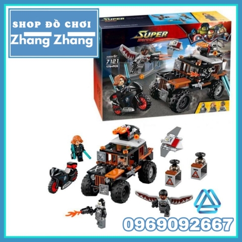 [179 hình] Xếp hình Crossbones Hazard Heist Falcon và Black Widow mới nhất Lego Minifigures Decool 7121
