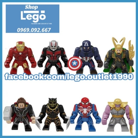 Xếp hình Siêu anh hùng Marvel Loki, Thor, Captain America Lego Minifigures POGO PG8258