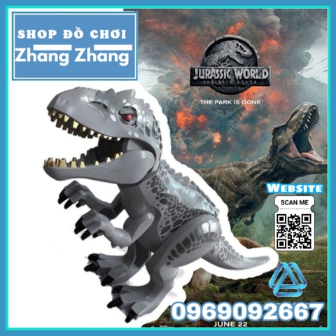 [28 cm] Xếp hình khủng long Gray Tyrannosaurus Jurassic Park trong công viên kỷ jura Lego Minifigures 33060-25