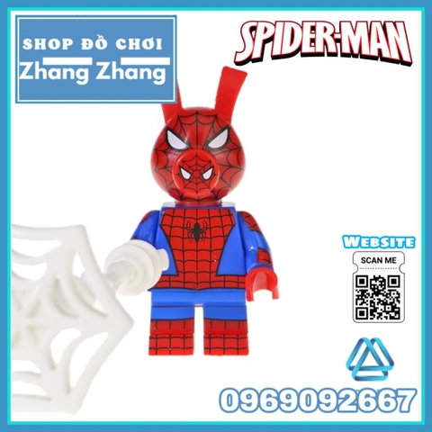 Đồ chơi xếp hình Spider Ham gồm Miles Morales - Ben Reily - Venom - Iron Ham - Hulk - Wolverham Minifigures Kopf KF6085