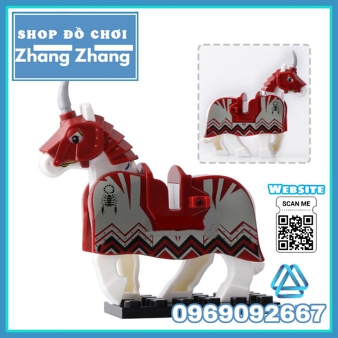 Xếp hình Ngựa chiến Trung cổ trong The Lord of the Rings The Hobbit quân đoàn Théoden Lego Minifigures Pogo Xinh X0158