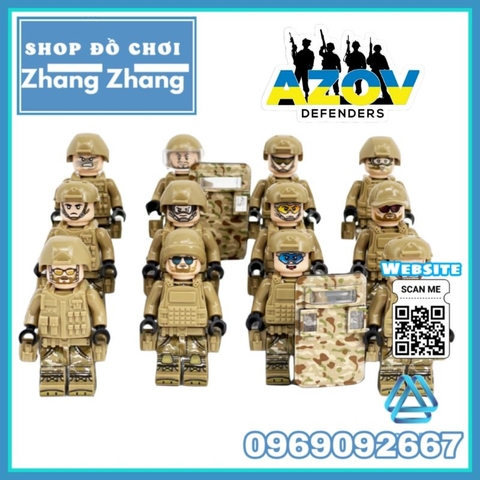 Đồ chơi xếp hình Tiểu đoàn Azov Ukraine chiến đấu với quân đội Nga Minifigures M8019