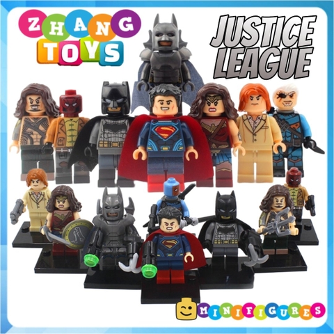 Xếp hình Justice League Batman - Wonder Woman - Luther - Deathstroke - Red Hood - Super man Lego Minifigures Xinh X0108