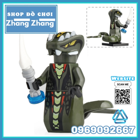 Xếp hình Ninjago Tộc rắn Chop rai Skales Acidicus Pythor Skalidor Bytar Rattla Fangdam Lego Minifigures Lele A025 032
