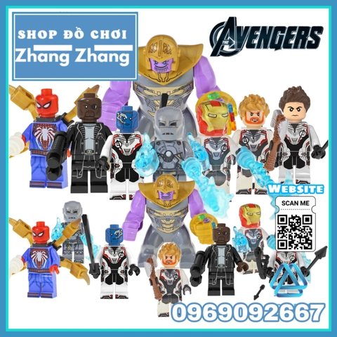 Xếp hình Avengers Nick Fury  - Thor - Iron Man - Hawkeye - Nebula - Spider Man Thanos Lego Minifigures POGO PG8250