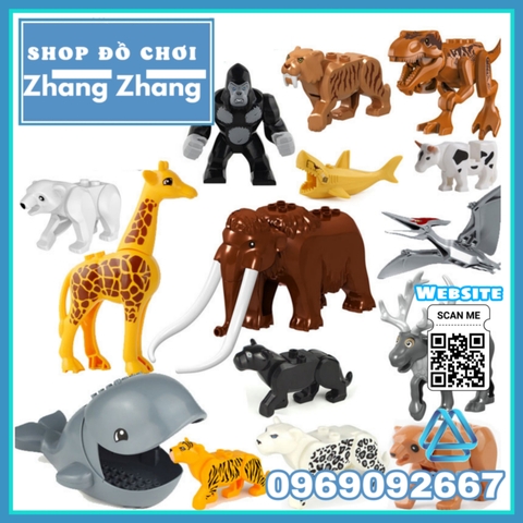 Xếp hình thế giới động vật Báo đốm Hổ vằn Nai sừng tấm bò sữa Lego Minifigures JM001