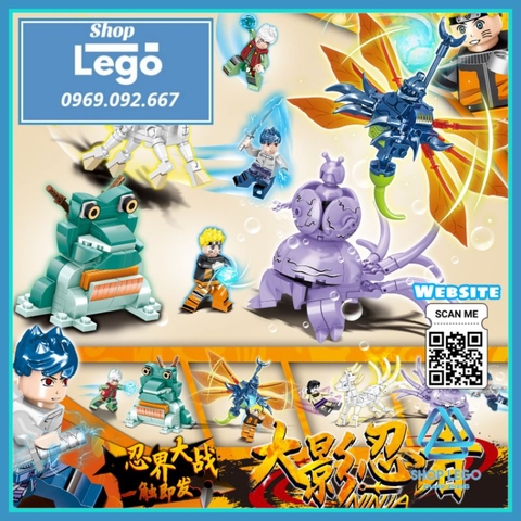 Xếp hình linh thú Gamahiro - Shichibi-Chomei - Gobi-Kokuo - Rokubi-Raijuu trong Naruto Lego Minifigures PRCK 69617