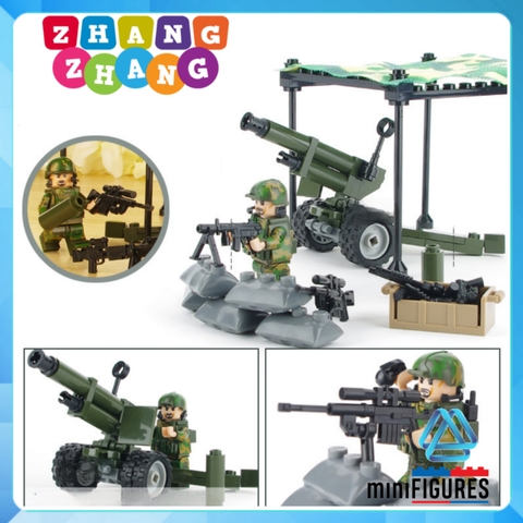 Xếp hình Doanh trại quân đội dã chiến đầy đủ vũ khí bộ binh rừng Lego Minifigures Gudi 8009