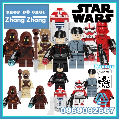 Đồ chơi xếp hình Star Wars gồm Storm Trooper - Imperial Crew Astromech Droid Tusken Raiden Jawa Minifigures POGO PG8288