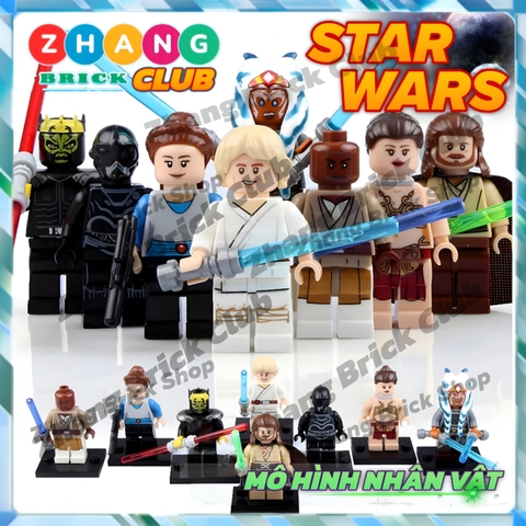 Xếp hình Star Wars Skywalker - Jinn - Leia Ahsoka - Savage - Protocol Droid - Windu - Padme Lego Minifigures Pogo PG8028