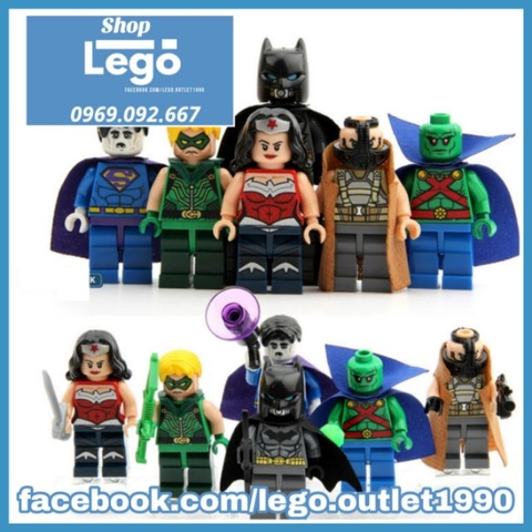 Xếp hình Wonder Woman
- Martian Hunter
- Batman
- Green Arrow
- Bane - Bizzaro Lego Minifigures Decool 0211 0216