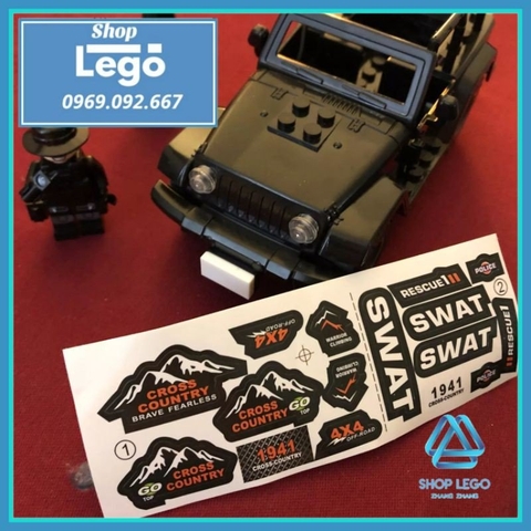 [52 hình] Xếp hình Xe Zeep SUV quân sự chuyên dùng lực lượng SWAT tác chiến địa hình Lego Minifigures Tbstoys Tbs J772
