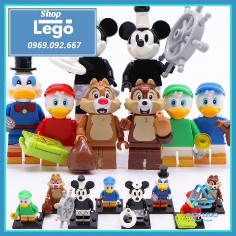 Xếp hình hoạt hình Mickey - Minnie - Louie - Deway - Mc Duck- Huey - Chip - Dale Lego Minifigures WM6066