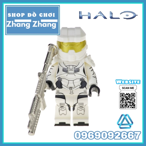 Xếp hình chiến binh Halo Guardians vũ khí mạ crom kèm áo giáp sáng bóng phiên bản đặc biệt Lego Minifigures Kopf KF6043