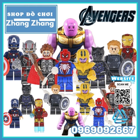 Xếp hình Avengers Endgame & Infinity War Thor Thanos Spider-man Lego Minifigures Kopf KF6087