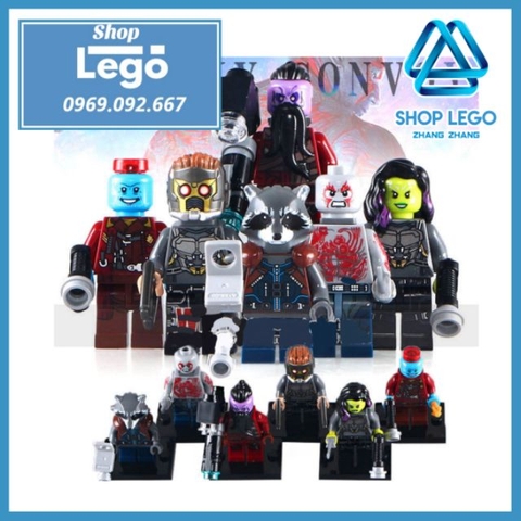 Xếp hình Guardians Galaxy Star Lord Rocket Racoon Drax Gamora Yonou Taser Face Lego Minifigures Decool 0262 0267