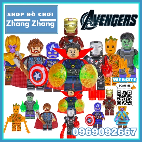 Xếp hình Groot Avengers War Machine Thor Thanos Endgame Captain America Hulk Dr.Strange Lego Minifigures Pogo PG8226