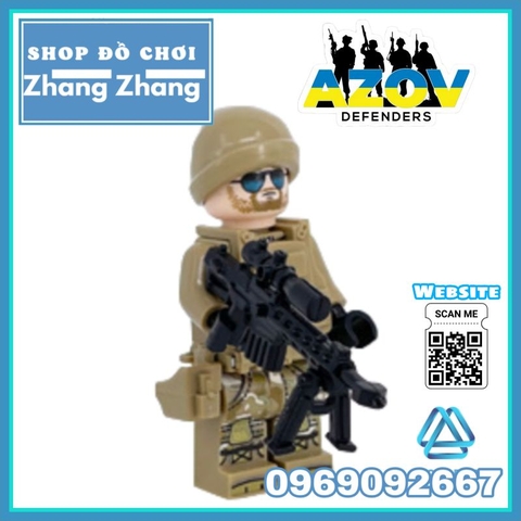 Đồ chơi xếp hình Tiểu đoàn Azov Ukraine chiến đấu với quân đội Nga Minifigures M8019