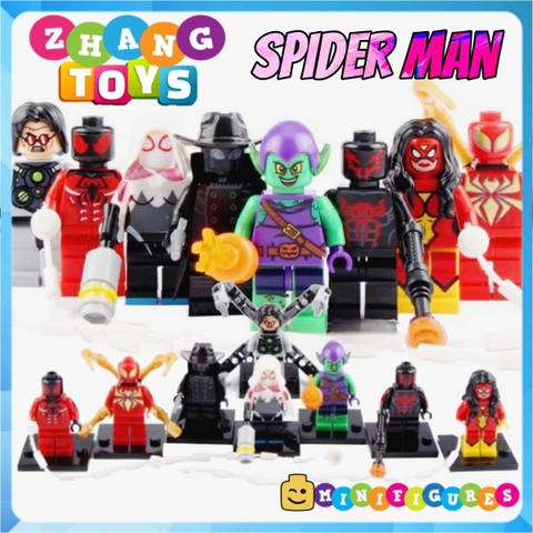 Xếp hình Scarlet Spider Woman SpiderMan Iron Spider Doc Ock Green Goblin Noir Home Coming Lego Minifigures Xinh X0107