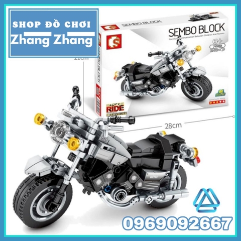 Xếp hình motor phân khối lớn Yamaha v-max 249 hình có hộp Lego Minifigures Sembo Block 701110