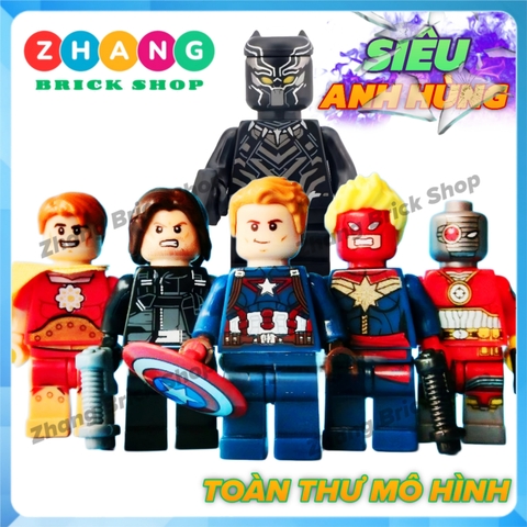 Đồ chơi xếp hình Captain America Black Panther Winter Soldier Hyperion Ms Marvel Deadshot Minifigures POGO PG8003