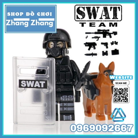 Xếp hình biệt đội SWAT đặc nhiệm và chó nghiệp vụ Lego Minifigures Kopf KF6067