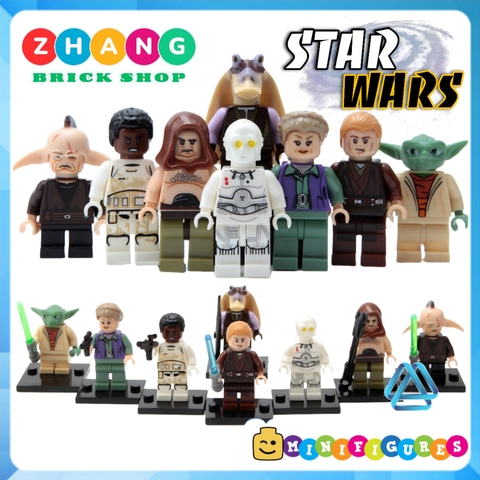 Xếp hình Star Wars Finn - Padawan - K-3PO - Yoda - Gungan - Malakili - Jedi - Leia Lego Minifigures Pogo PG8049