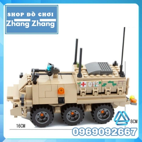 Đồ chơi Xếp hình Xe quân sự cứu thương quân y quân đội bọc thép Minifigures Sembo Block SD105561