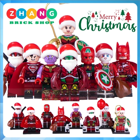 Xếp hình Giáng sinh Christmas Batman - Superman - Iron Man - Thanos - Deadpool - Harley Quinn Lego Minifigures WM6104