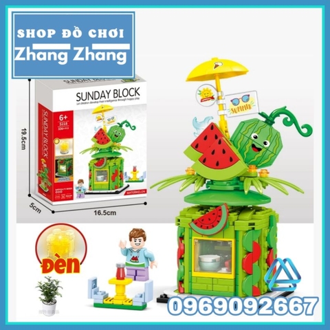 Đồ chơi xếp hình ngôi nhà dưa hấu có đèn phát sáng gồm 336 hình Mô hình Minifigures Shenyang SY5218
