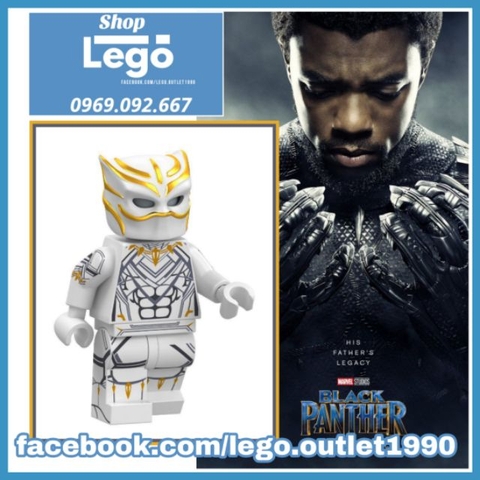 Xếp hình chiến binh Black Panther White Siêu anh hùng Marvel Avengers Endgame Lego Minifigures Lele D146